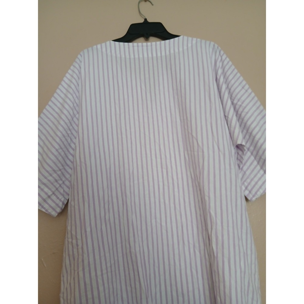 Petite Plume Nightgown Large French Ticking Cotton Sleep Caftan Pockets - Picture 10 of 14